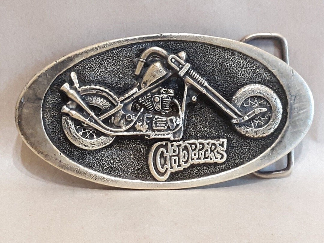 Adezy Denver Choppers Biker Motorcycle 1970's Oval Brass 4 X 2 Belt