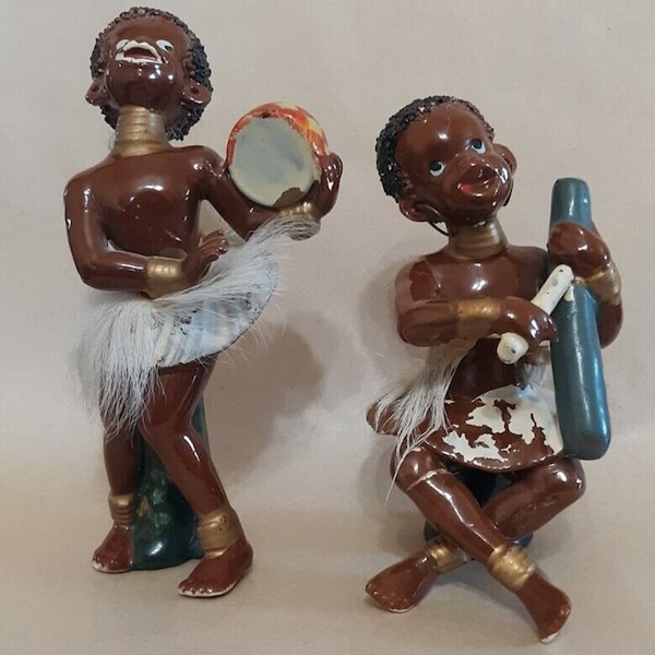 Antique 1920s-40s African Africana Tribal Caricature Figures | Made in Japan WW2