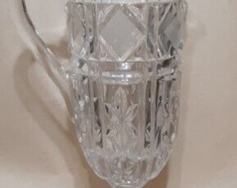 Vintage American Brilliant Lead Crystal Glass Pedestal Water Pitcher, Jug 9 1/2"