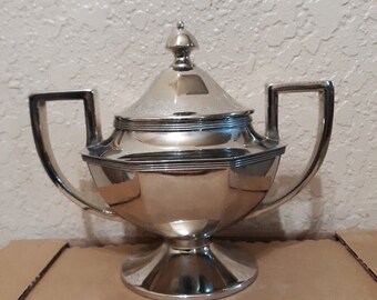 Retro EPSN Silver Plate Sugar Bowl #C253 Double Handle Hollowware Made in U.S.A