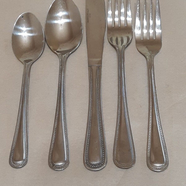 Royal Bead Stainless Flatware by Internation Silver Glossy 5 Piece Place Setting