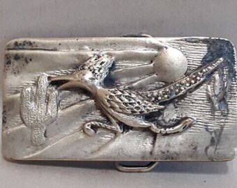 Vintage Adezy Denver 1975 Desert Roadrunner Solid Brass Vintage Belt Buckle