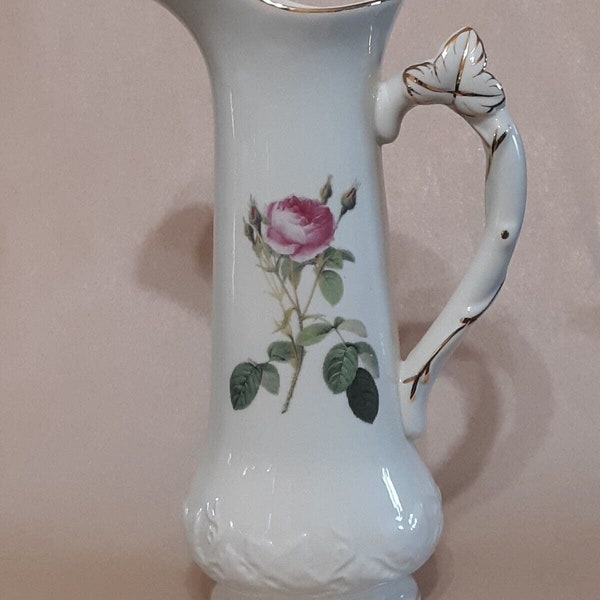 Redouté Roses Collection by Formalities of Baum Bros. Gold Trim Ceramic Pitcher