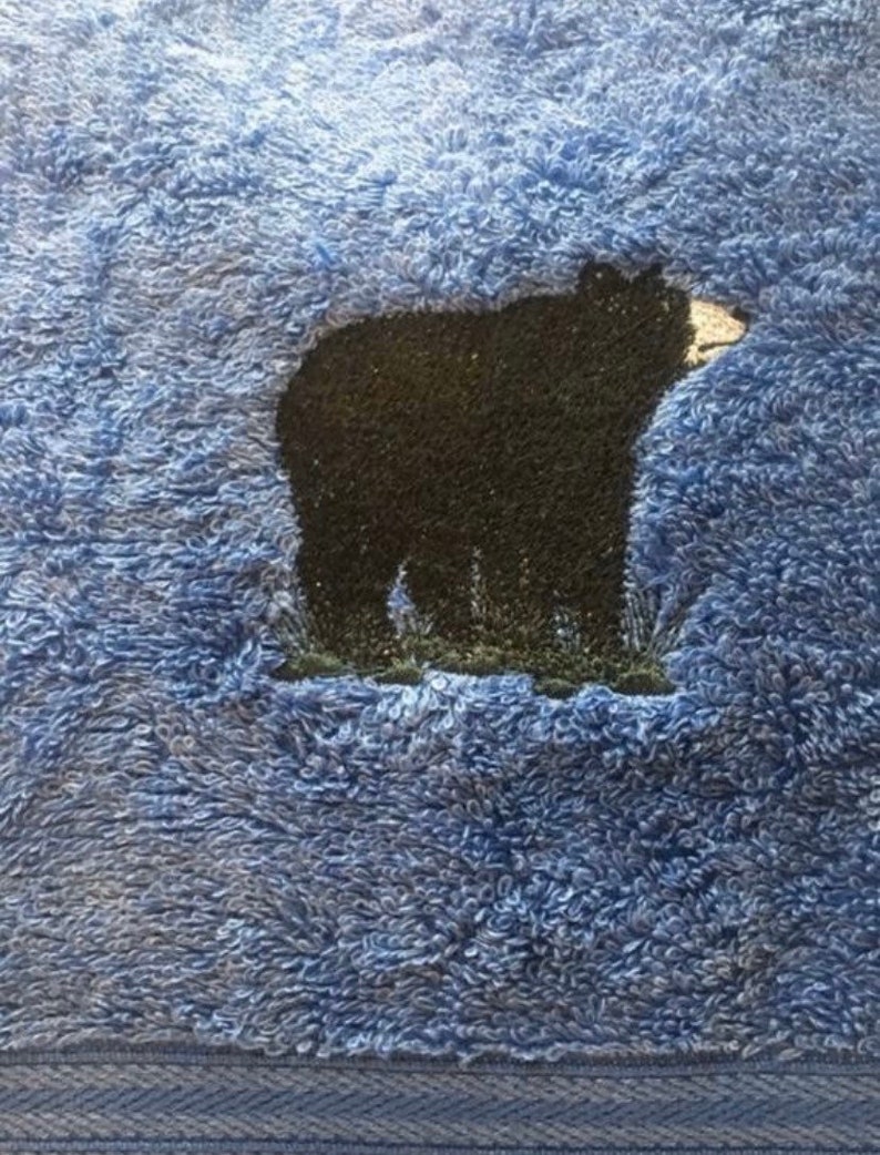 Bear Towels American Black Bear Embroidered 3 Piece Bath Towel Etsy