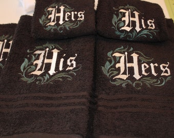 His and Hers bath towel set