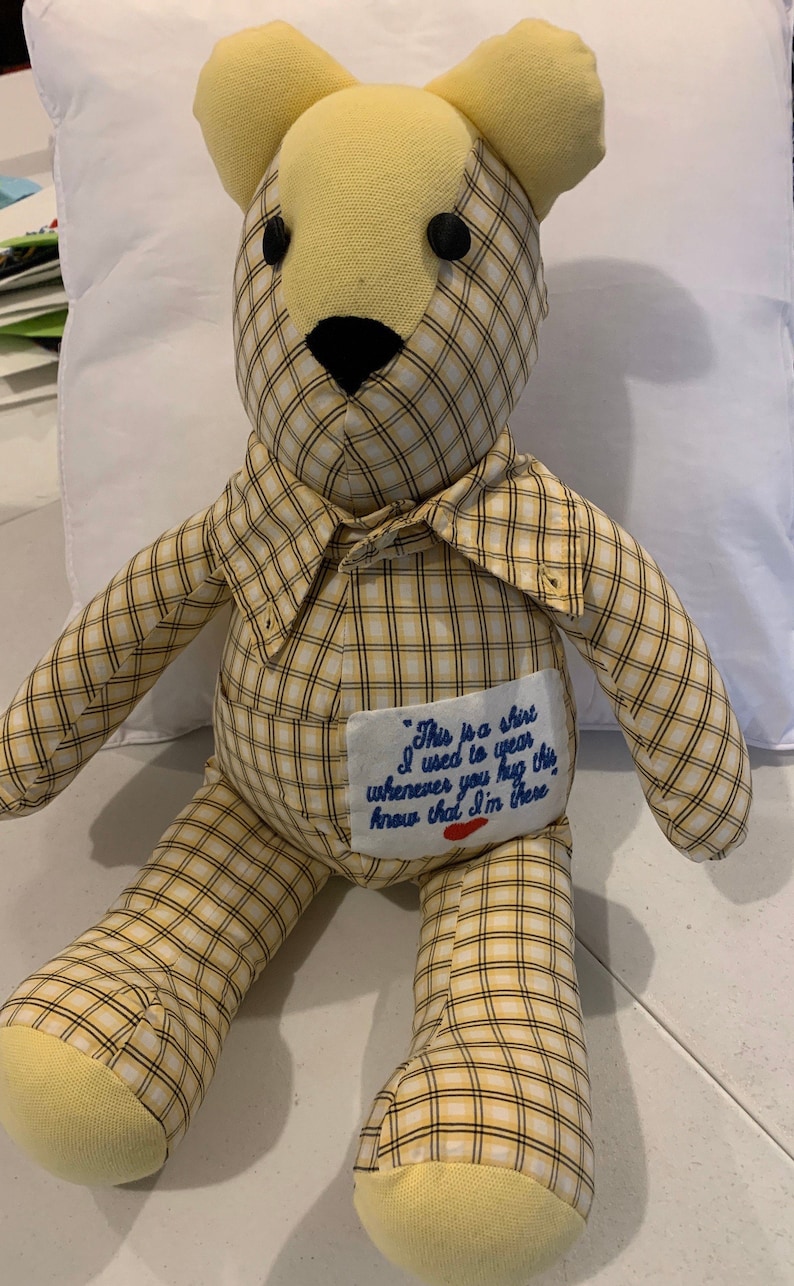 memory teddy bear made from shirt