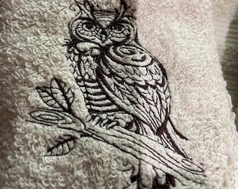 Owl Embroidered bath towels 3 piece set