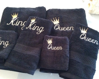 Embroidered King and Queen 6-Piece Bath Towel Set