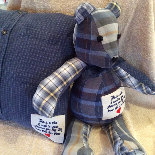 Memory Bear made from a  loved ones shirt