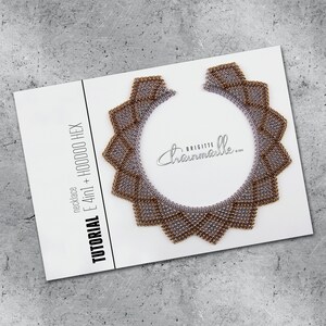 Puede incluir: Un tutorial para un collar hecho con malla de cadena, titulado "E 4in1 + HOODOO HEX necklace TUTORIAL". El collar está hecho con malla de cadena plateada y dorada y tiene forma de estrella.