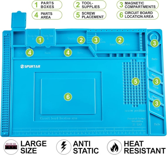 Magnetic Large Silicone Repair Mat, Soldering Mat Heat Resistant