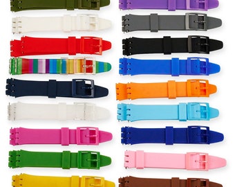 17mm Silicone Rubber Swatch Watch Strap Soft Band Replacement 18 COLOURS New