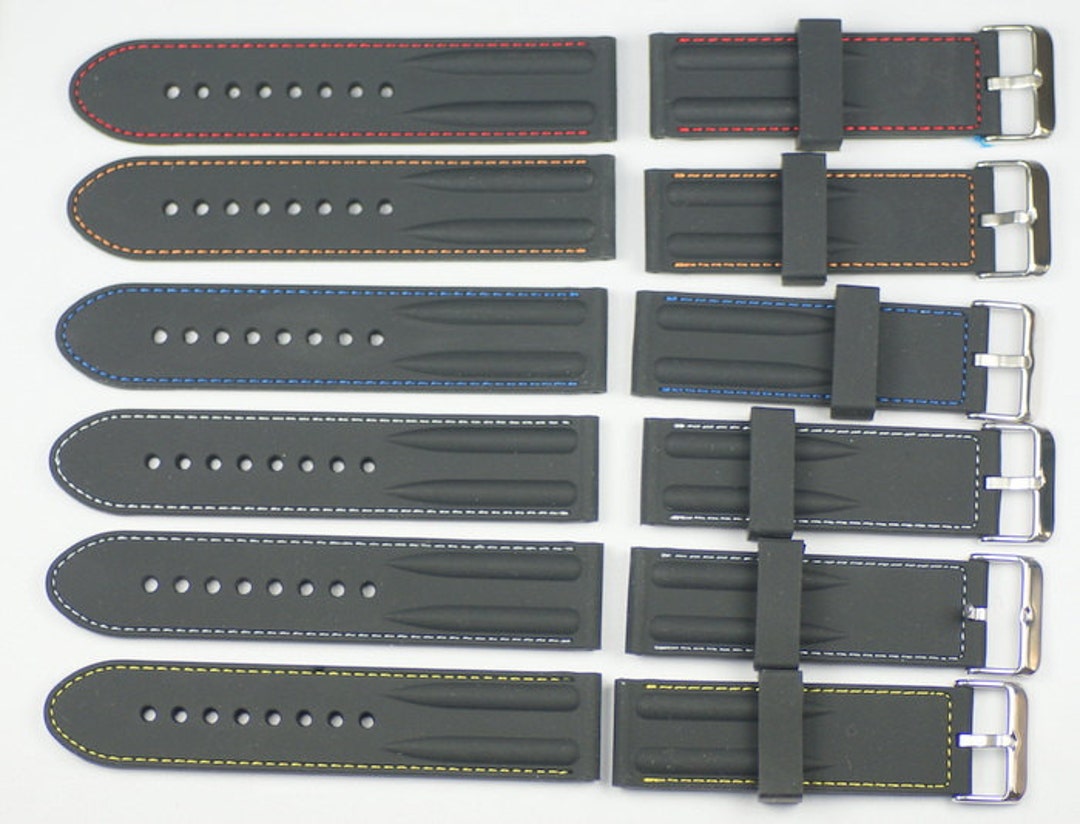 Quality Rubber Sports Ribbed Watch Strap Waterproof Silicone Etsy