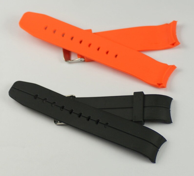 Curved End Mens Watch Strap Rubber Polyurethane 20mm 22mm Ends Etsy