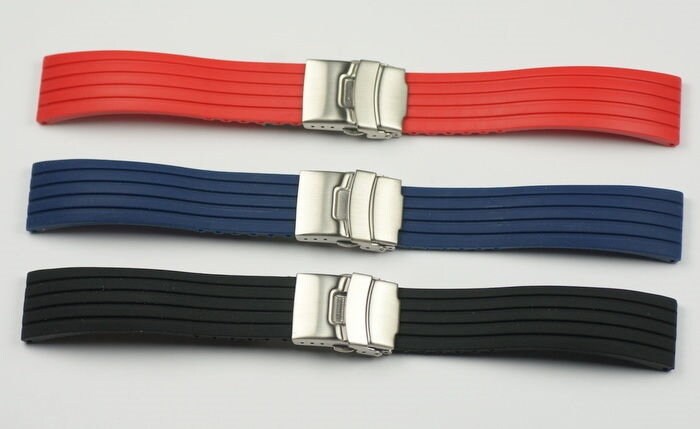 Mens Deployment Clasp Silicone Rubber Watch Strap 20mm Waterproof Safety Buckle Etsy