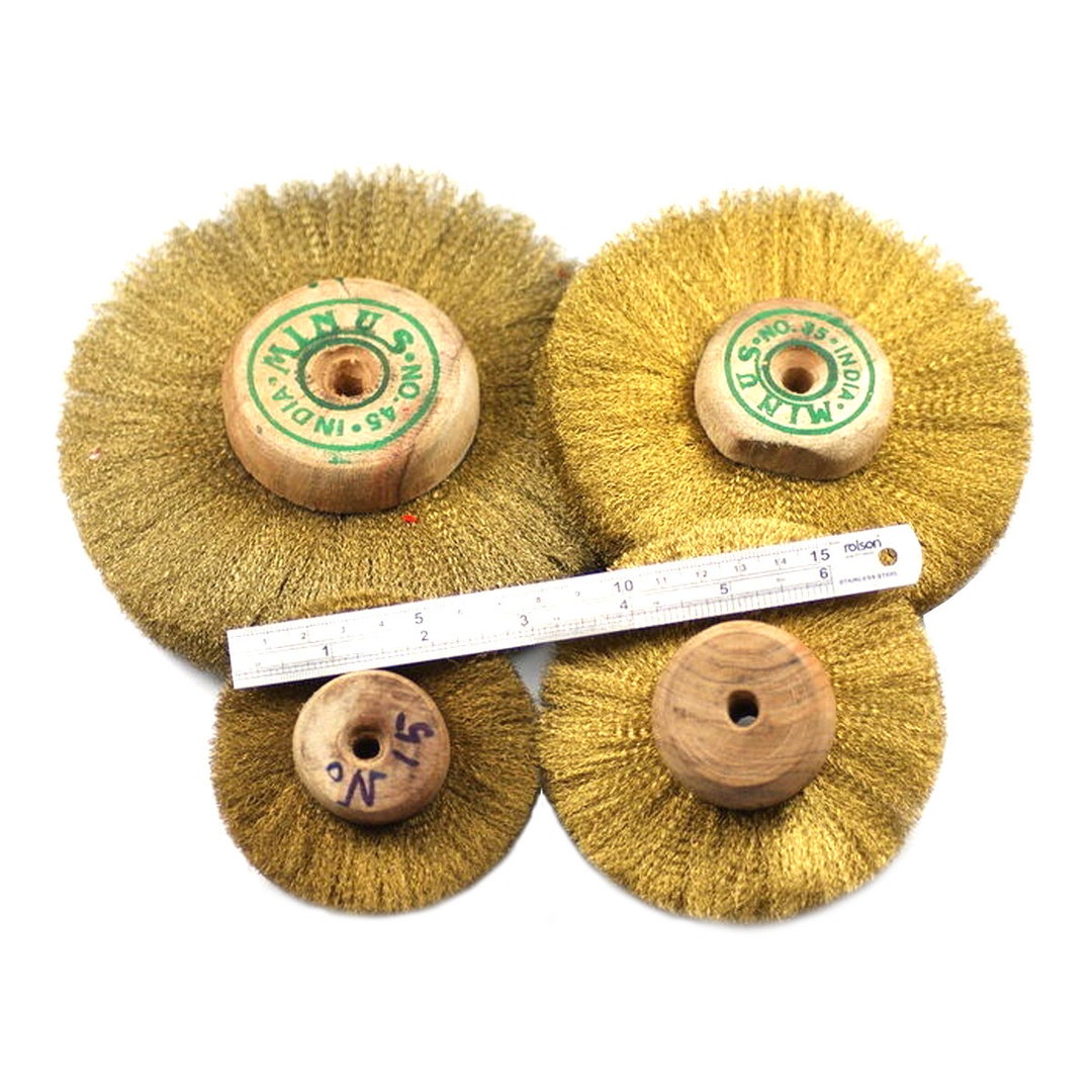 Brass Wire Wheel Brush Wooden Hub 3 6 Polishing Grinding Grinder Jewellers  