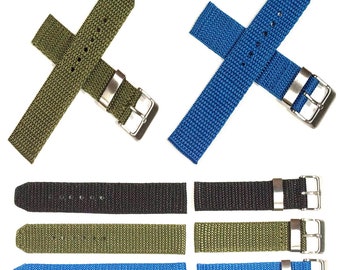TOUGH CANVAS Army Military Mens Watch Strap 18mm 20mm Black Blue Green Band New