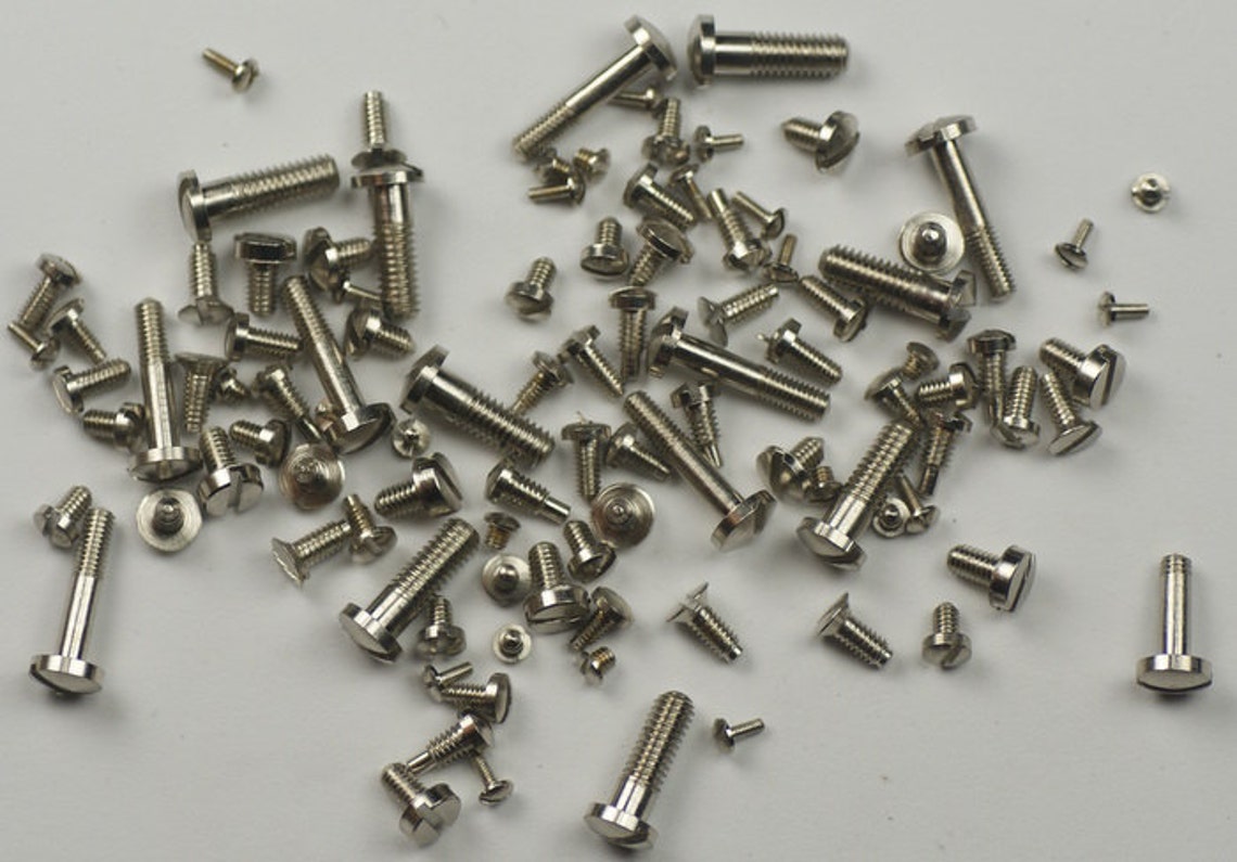 Clock screws x100 assorted nickelled for movements cases bells Etsy