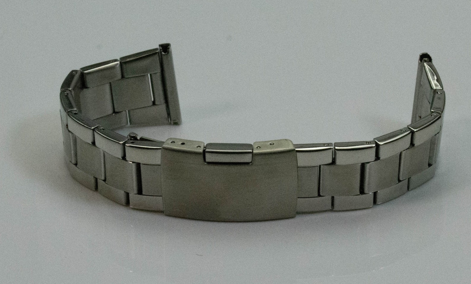 Bracelet Push Button Clasp Silver Stainless Steel Watch 18mm Etsy