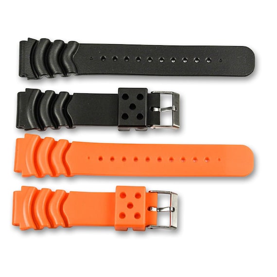 Rubber High Grade Watch Strap Band Orange Black 18mm 20mm 22mm - Etsy