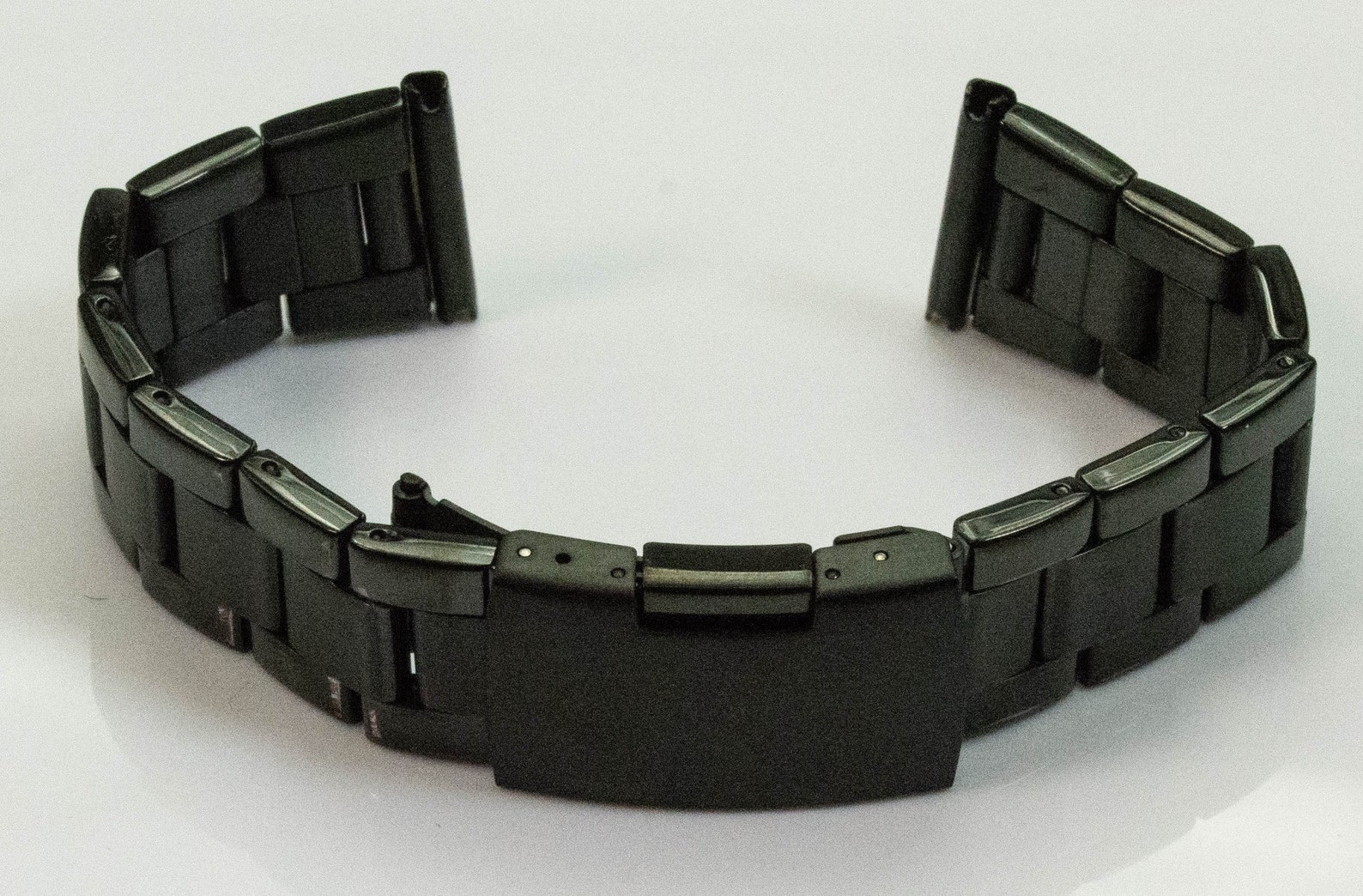 Steel Watch Bracelet Push Button Clasp 18mm 20mm 22mm Black Etsy