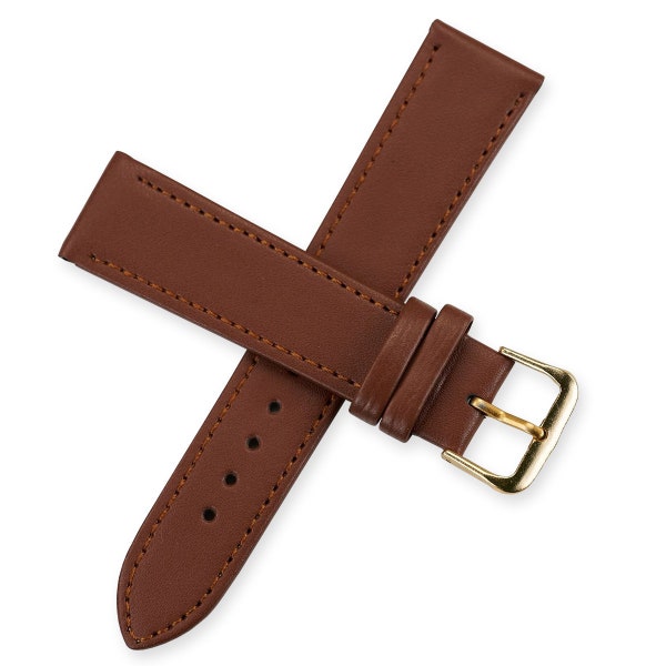 Bracelet de montre en cuir véritable marron pour homme 18 mm 20 mm 22 mm de remplacement neuf