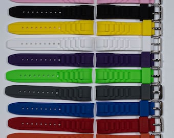 Premium Silicone Rubber Curved Ends Rubber Watch Strap Divers Water Sports 20mm
