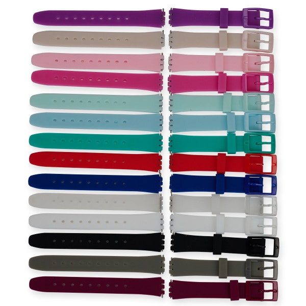 12mm Silicone Rubber Small Swatch Watch Strap Soft Band Replacement 14 Colours