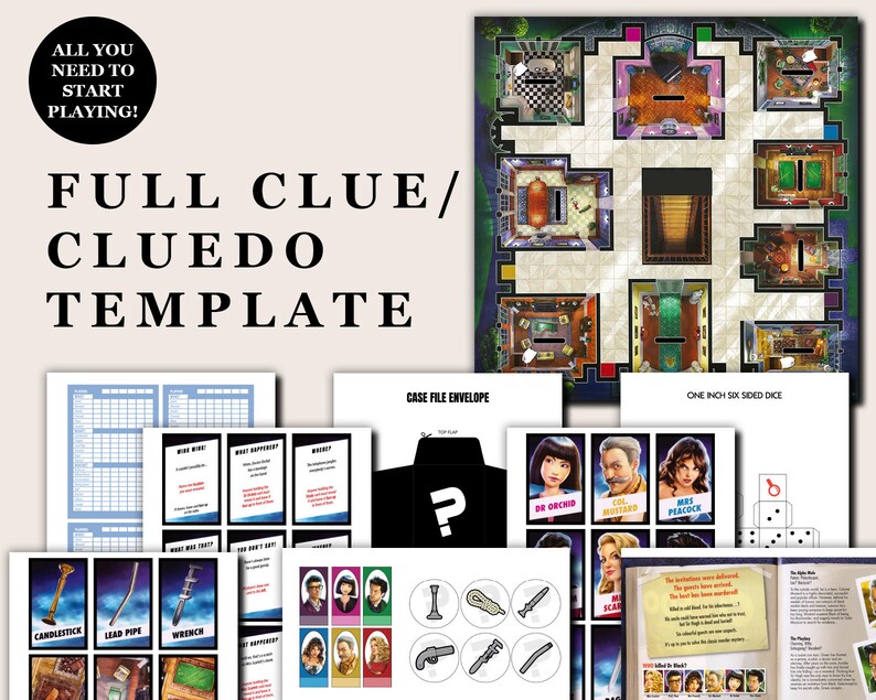 Blank Clue / Cluedo Template Custom Cluedo Game Digital Etsy Australia