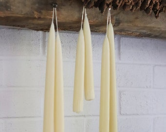 Hanging Antique White, Primitive Hand Dipped Taper Candles.