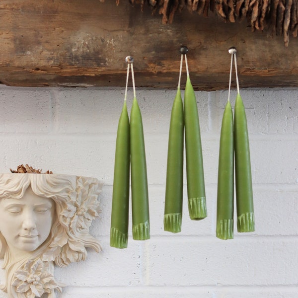 Handmade Melon/Celadon, Green Taper Candles.