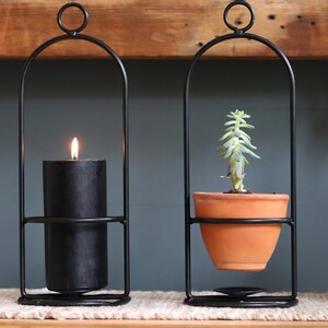 Handmade Iron Hanging or Free Standing Jar Candle, Pillar Candle or Plant Holder.