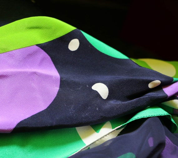 80s Travilla Colorful Abstract Silk Dress/Purple … - image 6