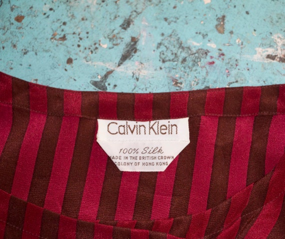 70s/80s CALVIN KLEIN SILK Sleeveless Striped Top … - image 8
