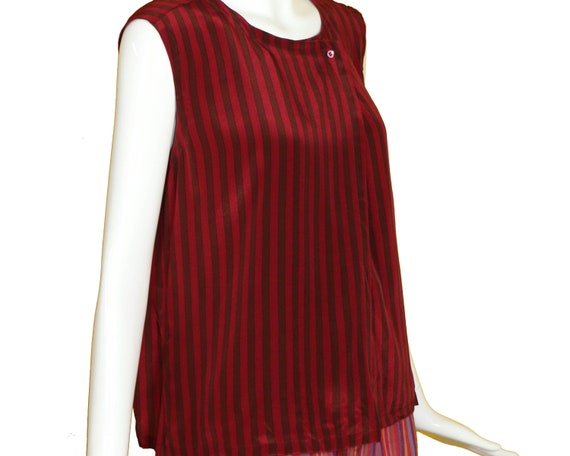 70s/80s CALVIN KLEIN SILK Sleeveless Striped Top … - image 3