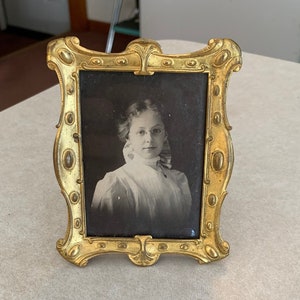Beautifully Detailed Gold Toned Tin Embossed Picture Frame