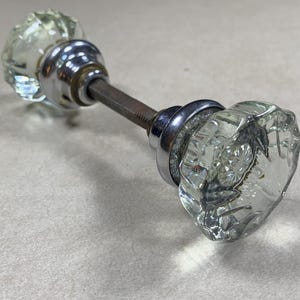 Vintage 12 Point Faceted Clear Glass Door Knobs