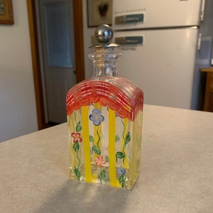Beautifully Hand Painted Bottle With Original Cork Stopper