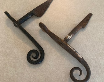 Nice Old Pair of Hand Forged 18th Century Shutter Dogs