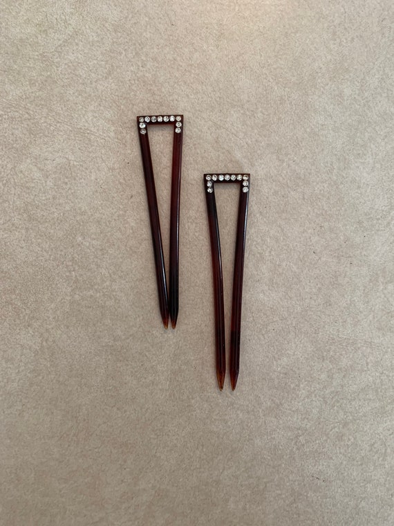 Nice Old Pair of Hair Clips Pins Accented With 'Di