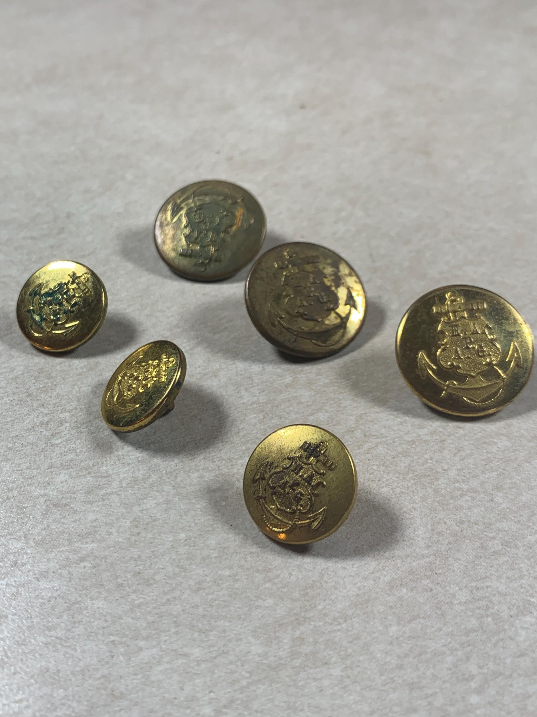 Set of Old Brass Navy Uniform Buttons - Etsy