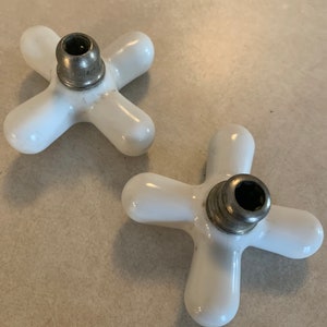 Old Set of Porcelain Bathtub Knobs Waste Hot - Etsy