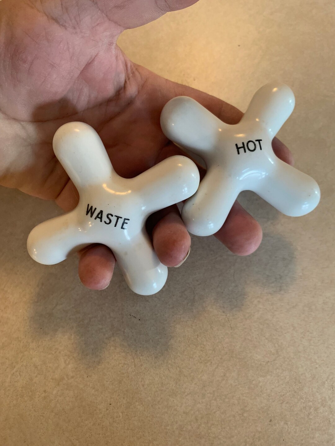 Old Set of Porcelain Bathtub Knobs Waste Hot Etsy