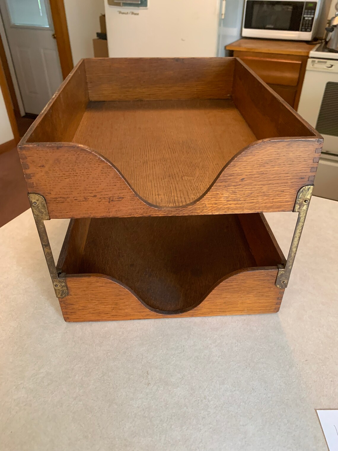 Oak 2 Tier Shelf Office Desk Tray Standard Size Etsy