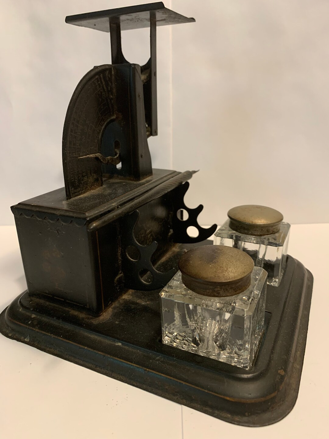 Victorian Postal Scale, Ink Wells, Pen and Two Drawers Etsy