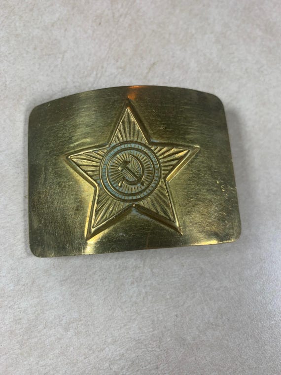 Soviet Era Military Brass Russian Soldier Army Belt Buckle