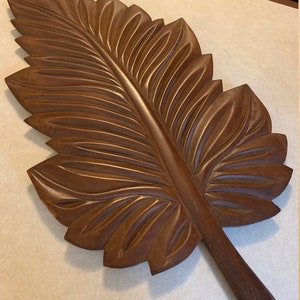 Large Mid Century Wood Leaf