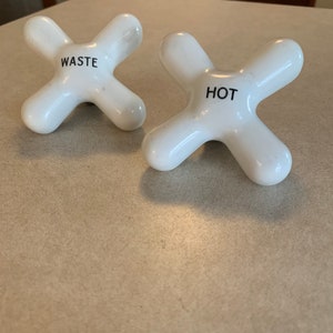 Old Set of Porcelain Bathtub Knobs Waste Hot - Etsy