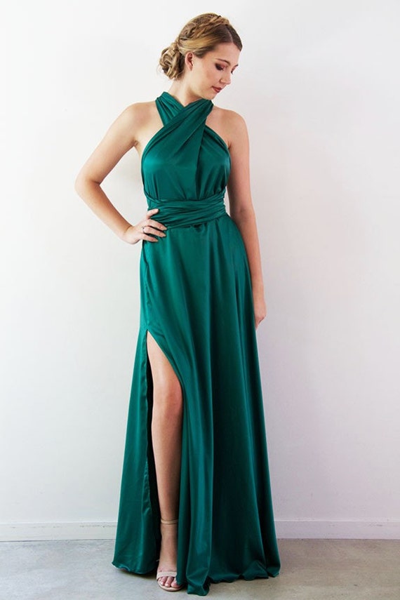Sara Stretch Gown In Emerald Green