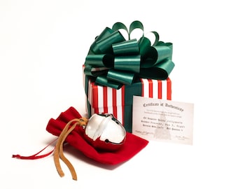 Dzwonek do sań Polar Exp z paskiem uprzęży, pudełkiem, kokardką i wstążką